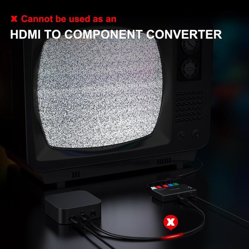 Portta محول من مكون إلى HDMI، محول ومحول صوت R/L إلى HDMI v1.3 يدعم 1080P 2 قناة LPCM لتلفاز HDTV PS2 PS3 مشغل HDVD وي Wii Xbox - Image 5